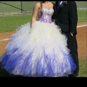 Purple and White Prom Dress